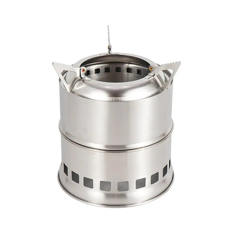 Outdoor Firewood Stove Stainless Steel Barbecue Grill Wood Charcoal Solid Alcohol Heater Warming Furnace eprolo